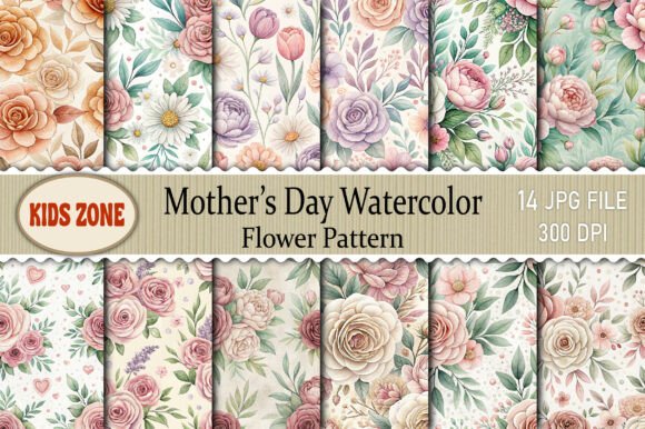Download Mother’s Day Watercolor Flower Pattern - Color Collection