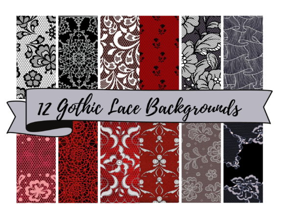 Download 12 Gothic Lace Background Papers 12" - Background Collection