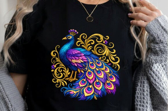 Download Colorful Peacock Embroidery Art Png - Color Collection