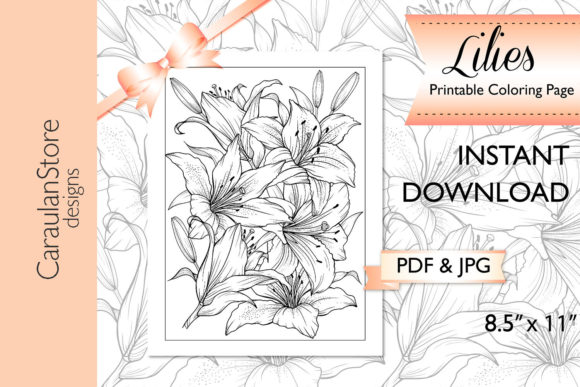 Download Floral Coloring Page, Lily Line Art - Color Collection