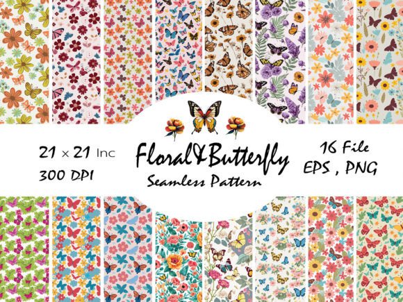 Download Flower and Butterfly Colorful Pattern - Color Collection