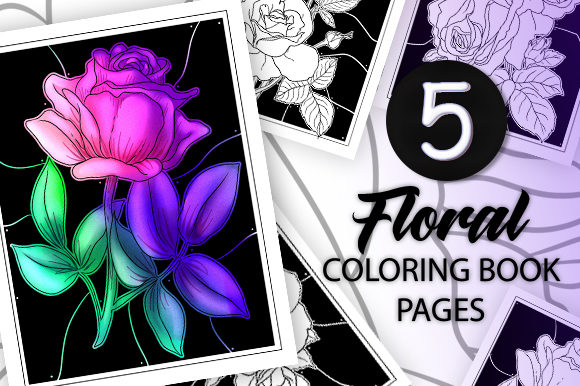 Download 5 Floral Coloring Book Pages - Color Collection