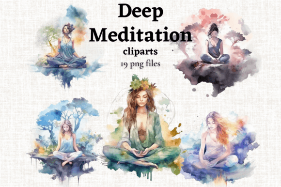 Download Watercolor Meditation Clipart Bundle - Color Collection