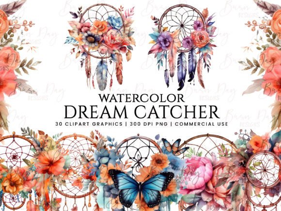 Download Watercolor Dream Catcher Clipart Bundle - Color Collection