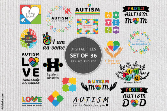 Download Autism Bundle Color Design Puzzle Pieces - Color Collection