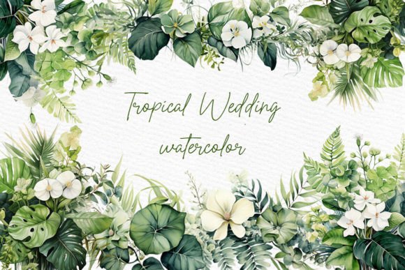 Download Watercolor Tropical Greenery Clipart - Color Collection