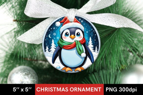 Download Cartoon Christmas Penguin Round Design - Premium Resources