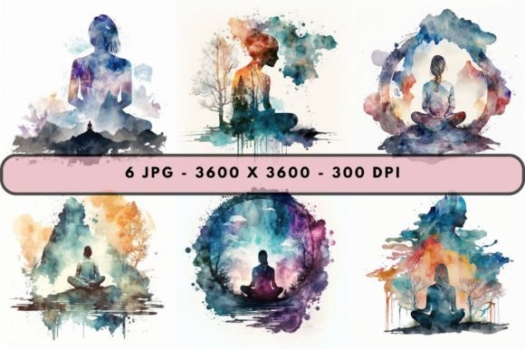 Download Watercolor Meditation Wall Art - Color Collection