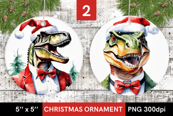 Download Christmas Dinosaur in Suit, Round Design - Premium Bundle