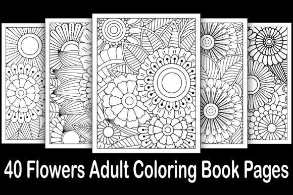 Download 40 Flowers Adult Coloring Book Pages - Color Collection