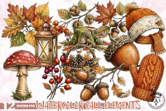 Download Watercolor Fall Elements PNG - Color Collection