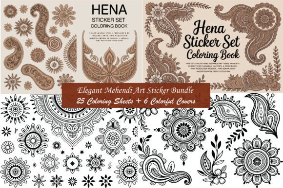 Download Henna Art Sticker - 25 Coloring Pages - Color Collection