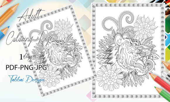Download Tiger Floral Coloring Page - Color Collection