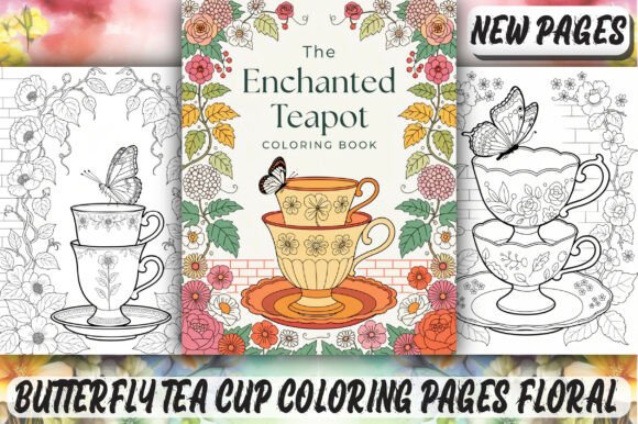 Download Butterfly Tea Cup Coloring Pages Floral - Color Collection